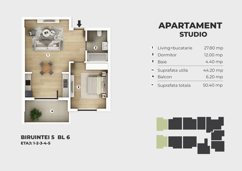 Promotie,Apartament 2 camere studio,Biruintei-metrou Berceni